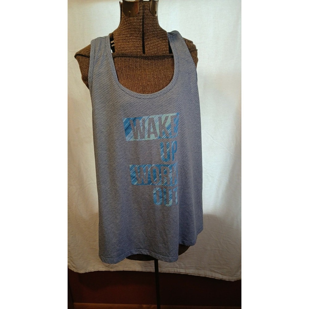 Danskin Now Women 2X Blue Wake Up Work Out Racerback Tank Top Stadium Blue